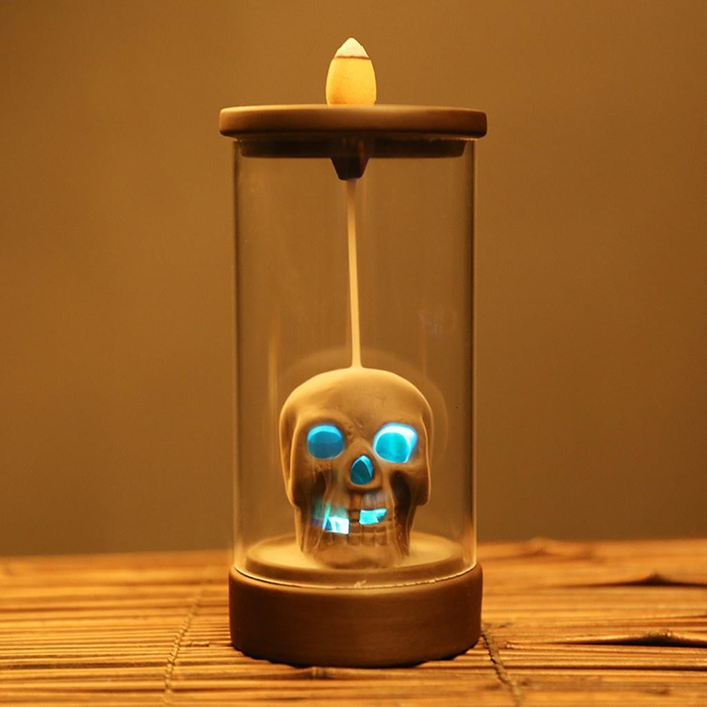 LED Light Ceramics Incenses Burners Windproof Lampshade Waterfall Backflow Incenses Cones Holders Home Decorative
