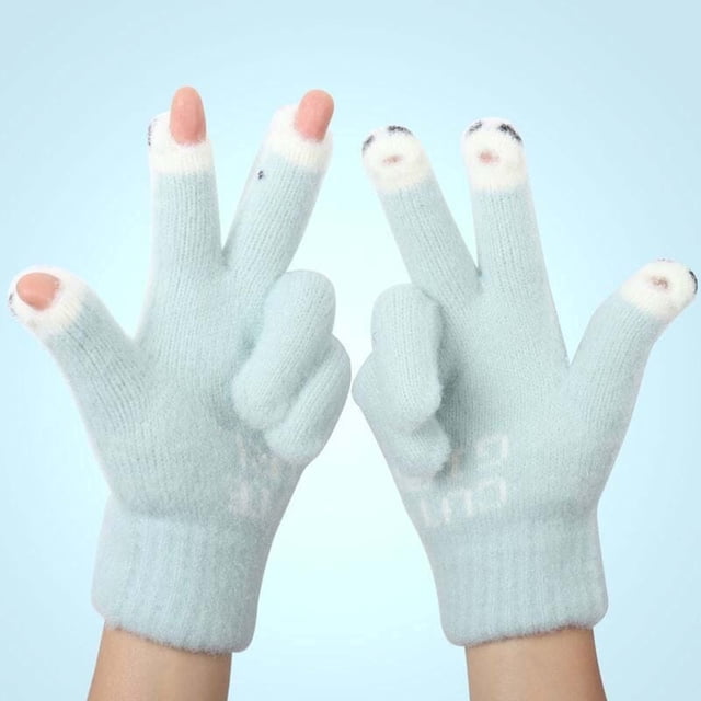 Thickened Warm Padded Fingerless Gloves, Cute Split Design, Wool Material, for Learner, Cold Weather Protection, Touchscreen Screen Compatible, Winter Fashion, Desk Travel Use, Ihhxbz | C