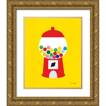 Kelle, Ann 12x14 Gold Ornate Wood Framed with Double Matting Museum Art Print Titled - Gumball Machine