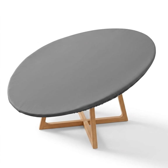 Diyannol 60 Inch Round Elastic Fitted Washable Tablecloths Breathable Waterproof Vinyl Tablecloths for 45"-56" Round Tables Table Cloths for Picnic Camping Outdoor(Grey)