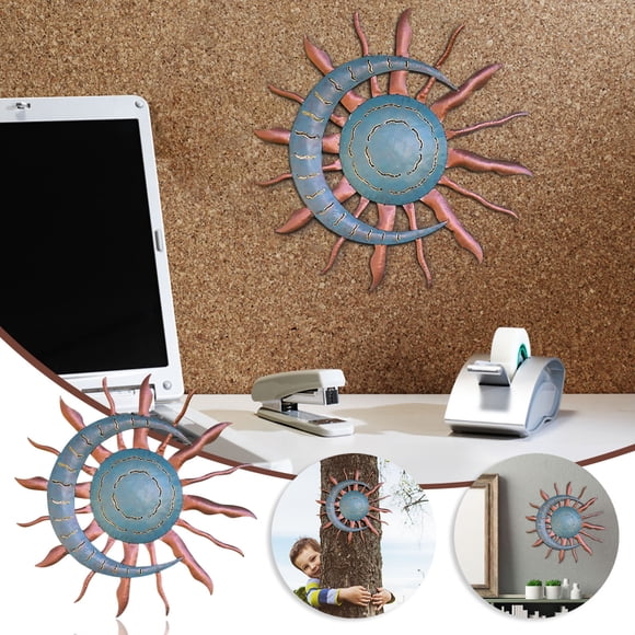 EGNMCR Indoor And Outdoor Recycled Metal Celestial And Sun Wall Art Sculpture 30cm/11.8in Diameter art sculpture