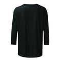 thumbnail image 5 of WREESH Womens Fashion T-Shirts Casual Printed Crew-Neck T-Shirt Loose 3/4 Sleeve Top Crew-Neck Top/Shirt Pullover Black, 5 of 5