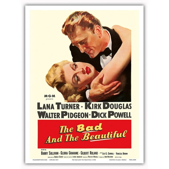 The Bad and the Beautiful - Starring Kirk Douglas and Lana Turner - Vintage Film Movie Poster c.1952 - Master Art Print (Unframed) 9in x 12in