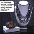 thumbnail image 4 of Handmade Seed Bead Necklace & Bracelet Set - Blue Green Boho Jewelry - Layered Multi Strand Beaded Statement Jewelry w/ Wooden Clasp - Necklace  18"  Bracelet Christmas Gifts, 4 of 7