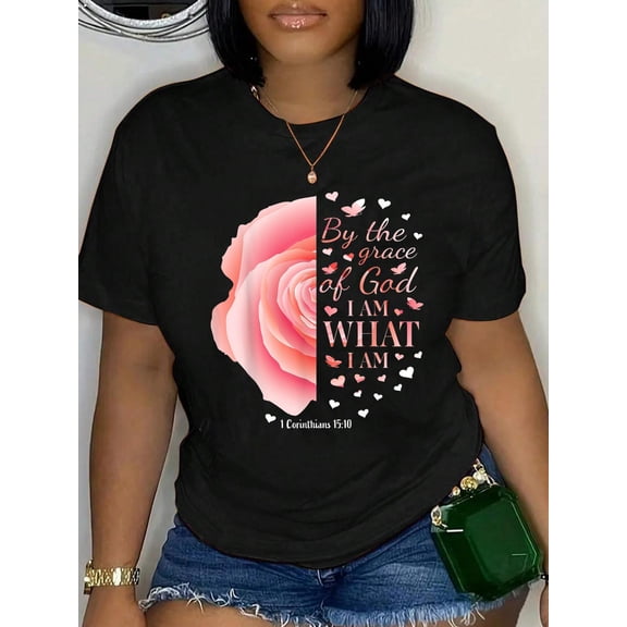 Christian Religious Flower Rose Bible Verses Women Gifts Her T-Shirt