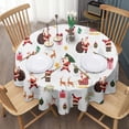 thumbnail image 3 of White Christmas Santa and Gift Pattern Round Tablecloth 60"x60",Wrinkle Wipeable Table Cloth for Kitchen Dining Room Picnic Patio Party, 3 of 6