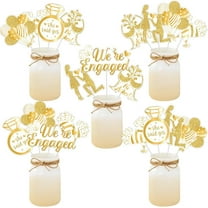 24 Sets Engagement Party Centerpiece Sticks, Gold and White We’re Engaged Table Centerpieces for Wedding Bridal Shower Decor, He Asked She Said Yes Bride to Be Decorations Supplies