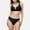 Black, variant on Swim Women's Contrast Trim High Waist Bikini Set with V Notch Neckline and Full Coverage Bottoms - Large, Green