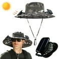 thumbnail image 5 of HBASD Wide Brim Solar Fan Outdoor Fishing Hat for Men, USB & Solar Powered Fan Hat with 2 Solar Fans, 360°UV Protection Sun Hat (I), 5 of 10