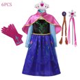 thumbnail image 3 of Disfraz de princesa Anna de Frozen de Disney para niños y niñas, vestido de Cosplay de fiesta de cumpleaños con capa, vestido de Halloween, 2024, 3 of 5