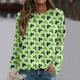 thumbnail image 4 of ASFGIMUJ Women Holiday All Print Round Neck Long Sleeve Four Leaf Hoodless Hoodies Sweatshirt Tops,Size L, 4 of 5