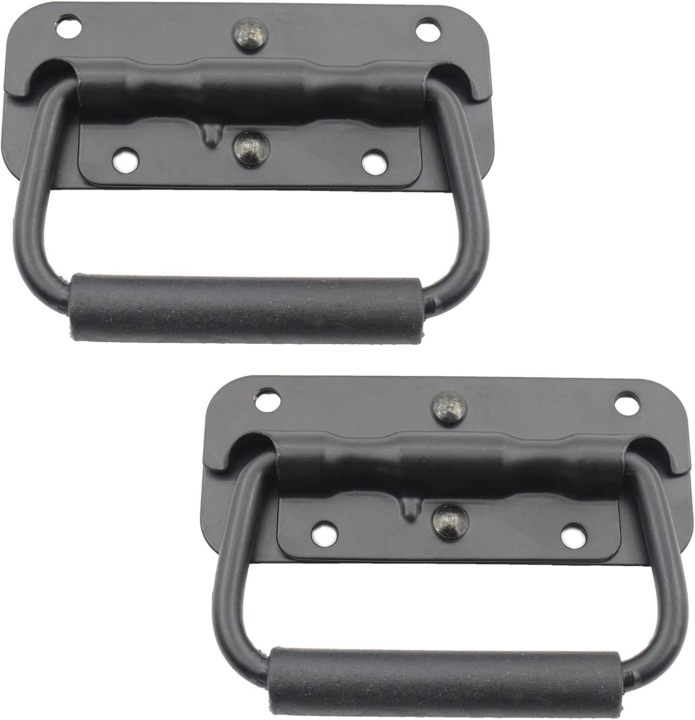 Tool Box Handle Chrome Finish 1 Pair Set of 2 Spring Loaded Surface Mount Speaker Cabinet Handles with Rubber Grip 