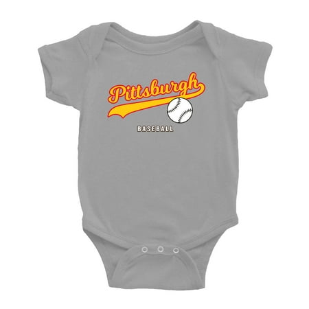 

Cute Pittsburgh Baby Bodysuits Baseball Fan Baby Jersey Clothes for Boys Girls (Gray 3-6 Months)