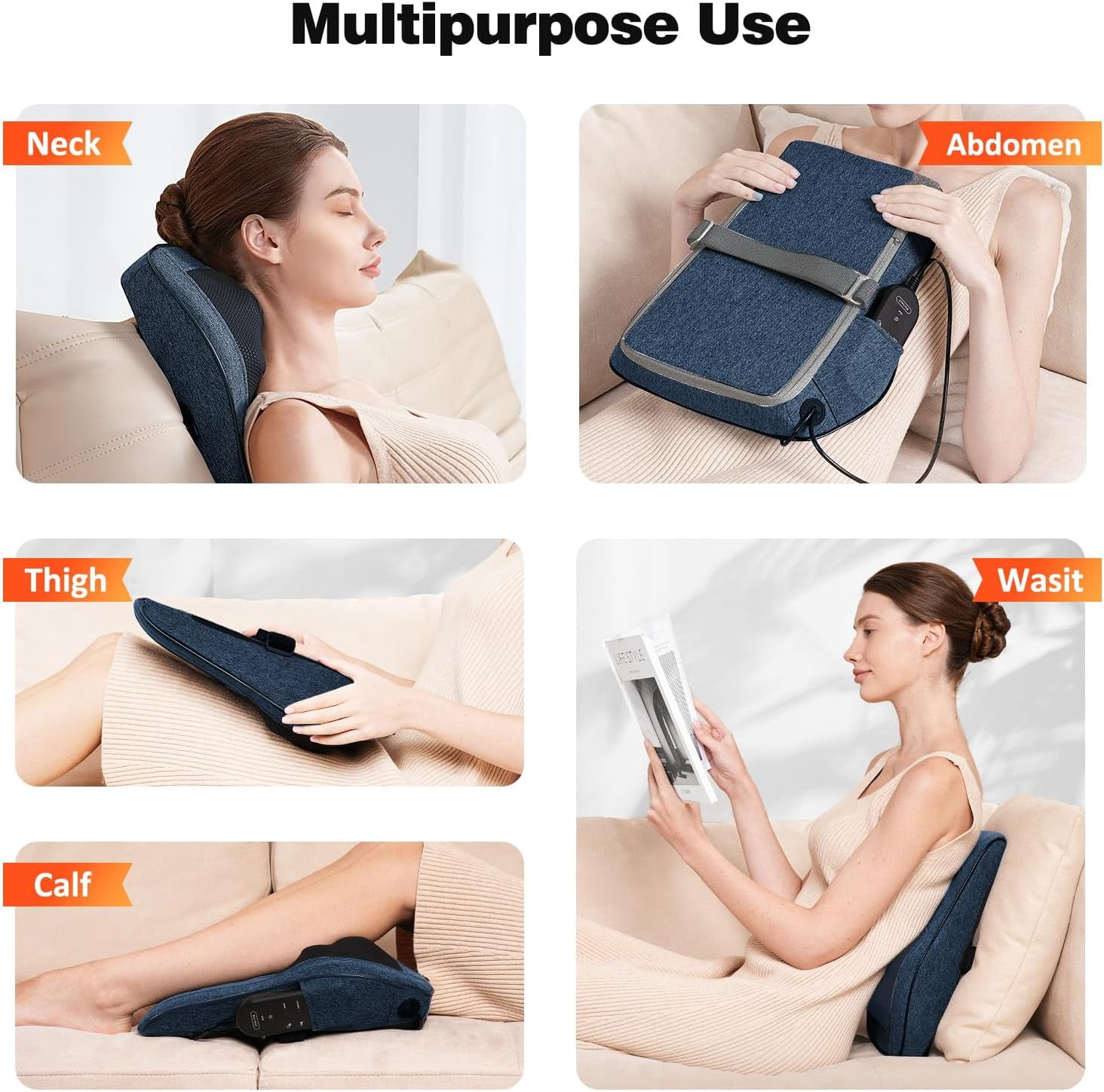 COSYSKY Back Massager with Heat 3D Kneading Shiatsu Back Neck Massager, Black