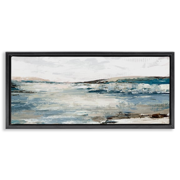 Stupell Industries Echoes Of Earth Abstract Black Framed Floater Canvas Wall Art design by Luna Mavis, 11 x 25