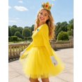 thumbnail image 5 of 5 Pcs Princess Costume & Accessories Set for Gir'ls, Crown/Brooch/Earring/Tutu Skirt Halloween Cosplay Dress Up (Yellow), 5 of 7