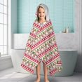 thumbnail image 6 of White Christmas Folk Pattern Hooded Bath Towel，60"x35" for Ages 3 To 12 Kids, Quick Dry Lightweight Soft Microfiber Hood Beach Towel Cover Up for Kids, 6 of 7