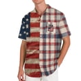 thumbnail image 2 of Domuza Patriotic Shirts 4th Of July for Men Usa Flag Pattern Casual Lapel Button Short Sleeve Tshirts 2026 New Fashion Comfy Tops with Pockets Wine M, 2 of 5