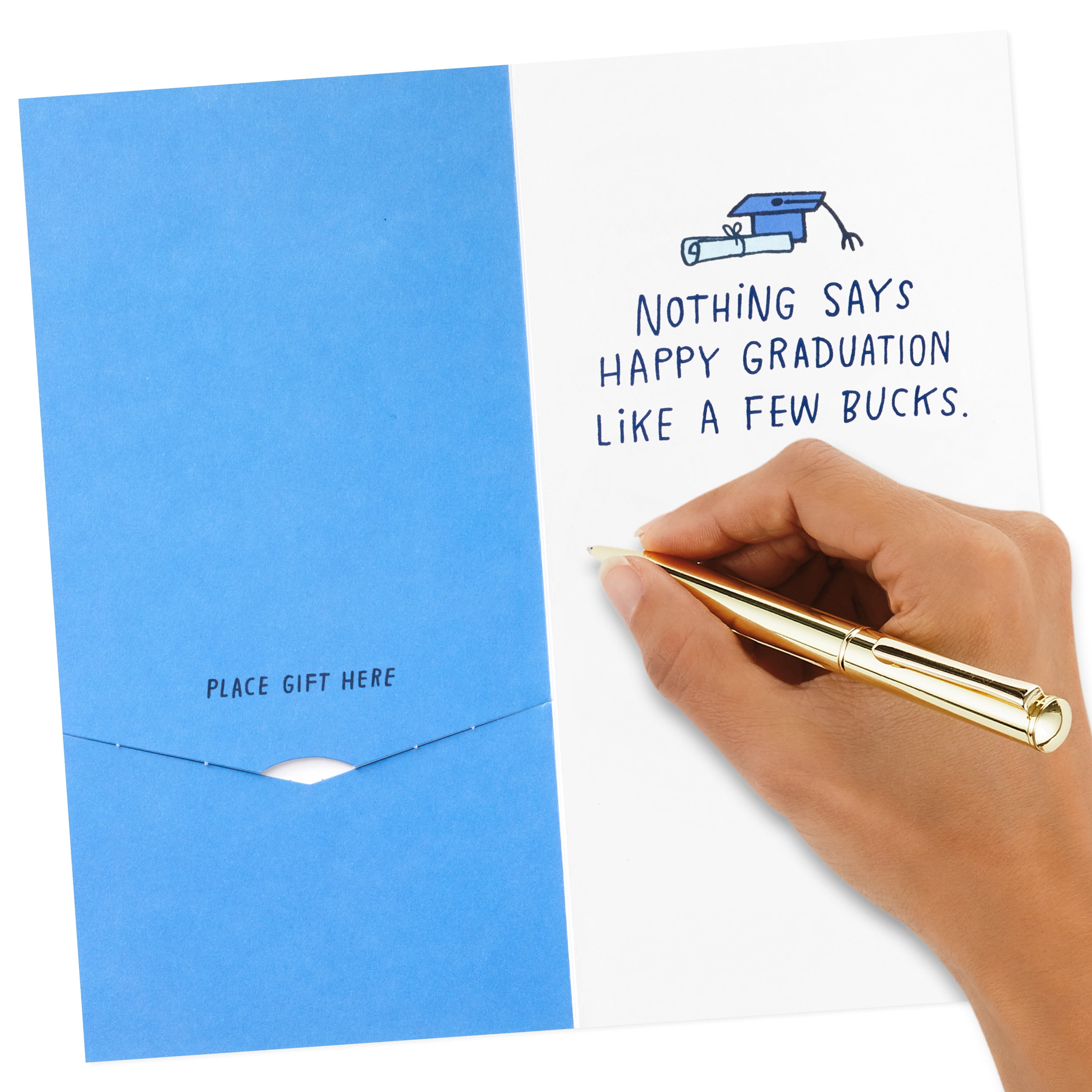 Hallmark Shoebox Funny Blue Paper Money Holder Graduation Card (a Few Bucks)