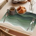 thumbnail image 3 of Sage Green Waves Placemats Set of 6 Rustic Abstract Ombre Stripes Art Place Mats Indoor Wipeable Table Mats Washable Cloth Dining Table Placemats for Kitchen Holiday Party Home Decor 13x19 Inch, 3 of 9