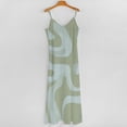 thumbnail image 5 of Abstract Green Blue Swirls Pattern Sleeveless Suspender Dress Summer Fashion Casual Long Dress, 5 of 9