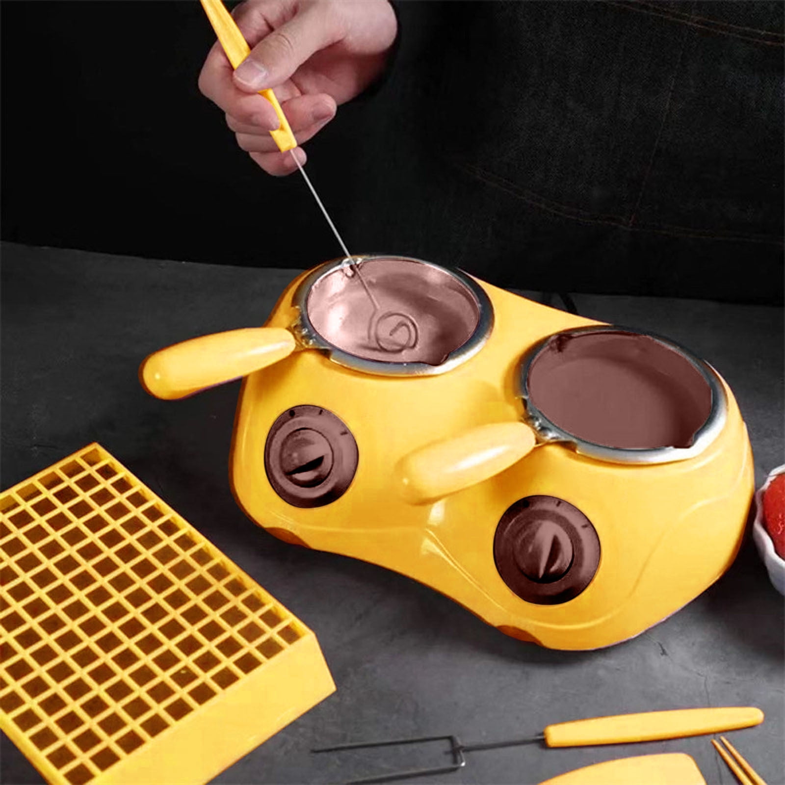 Tasse Fusion Chocolat Fromage Tasse à Fondue Au Chocolat Céramique - Ensemble Avec Fourchette Et Bougie Chauffante - 200ml - Pour Fromage, Beurre, Bonbons Fondue Pratique Lave-vaisselle