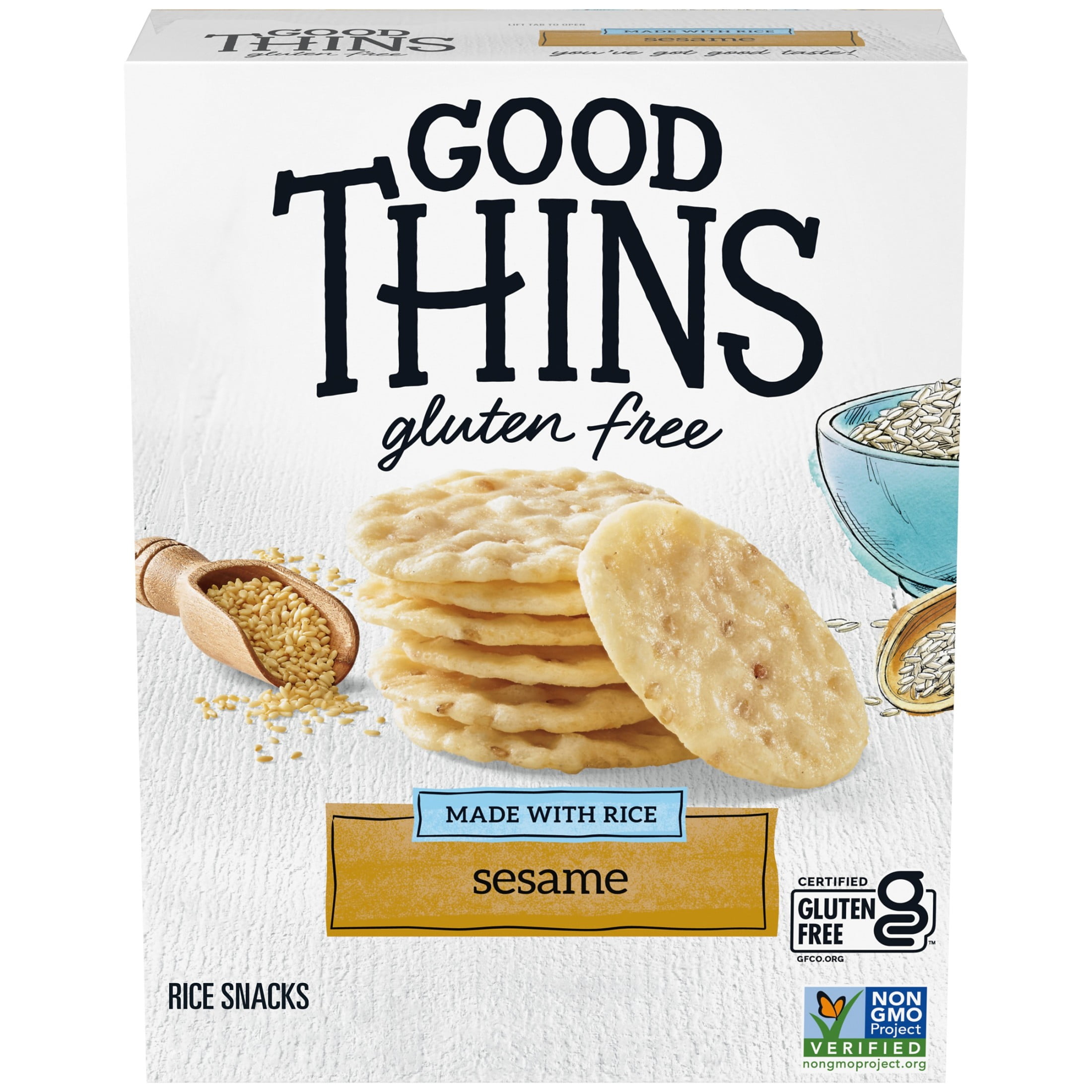 (2 pack) GOOD THINS Sesame Rice Snacks Gluten Free Crackers, Snack Crackers, 3.5 oz