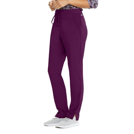 Barco One Wellness BWP506 Women's 4 Pocket Flat Gel Drawcord Cargo Scrub Pant Wine XSP