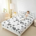thumbnail image 4 of Homewish Love Heart Print Queen Sheet Sets, Kawaii Cartoon Flat Sheet, Teens Kids Girls Women Queen Fitted Sheet, Lightweight Room Decor, 4-Piece, 4 of 7