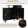 thumbnail image 4 of Elegant Shoe Cabinet with Arched Doors and Drawer, Wooden Shoe Storage Cabinet, Storage Sideboard with Adjustable Shelves and Solid Wood Legs for Entryway, Living Room, Black, 4 of 9
