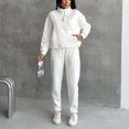 thumbnail image 4 of Women's Thermal Half Zip Sweatsuit Set, Fleece Lined Two Piece Outfit, Solid Color Pullover and Straight Leg Pants, Winter Workout Set, Running Yoga Outfit White XXL, 4 of 9