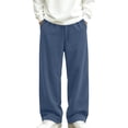 thumbnail image 3 of Pants For Kids Dqueduo Boys' Solid Color Straight Wide Leg Casual Sportswear Elastic Waist Side Pocket Corduroy Pants, Sizes 5-15 Years, 3 of 10