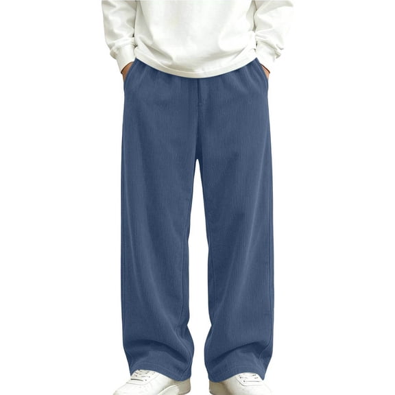 VIPOIN Boys Corduroy Fall Pants, Straight Leg Elastic Waist Comfy Pull-on Trousers Sizes 5-15Y