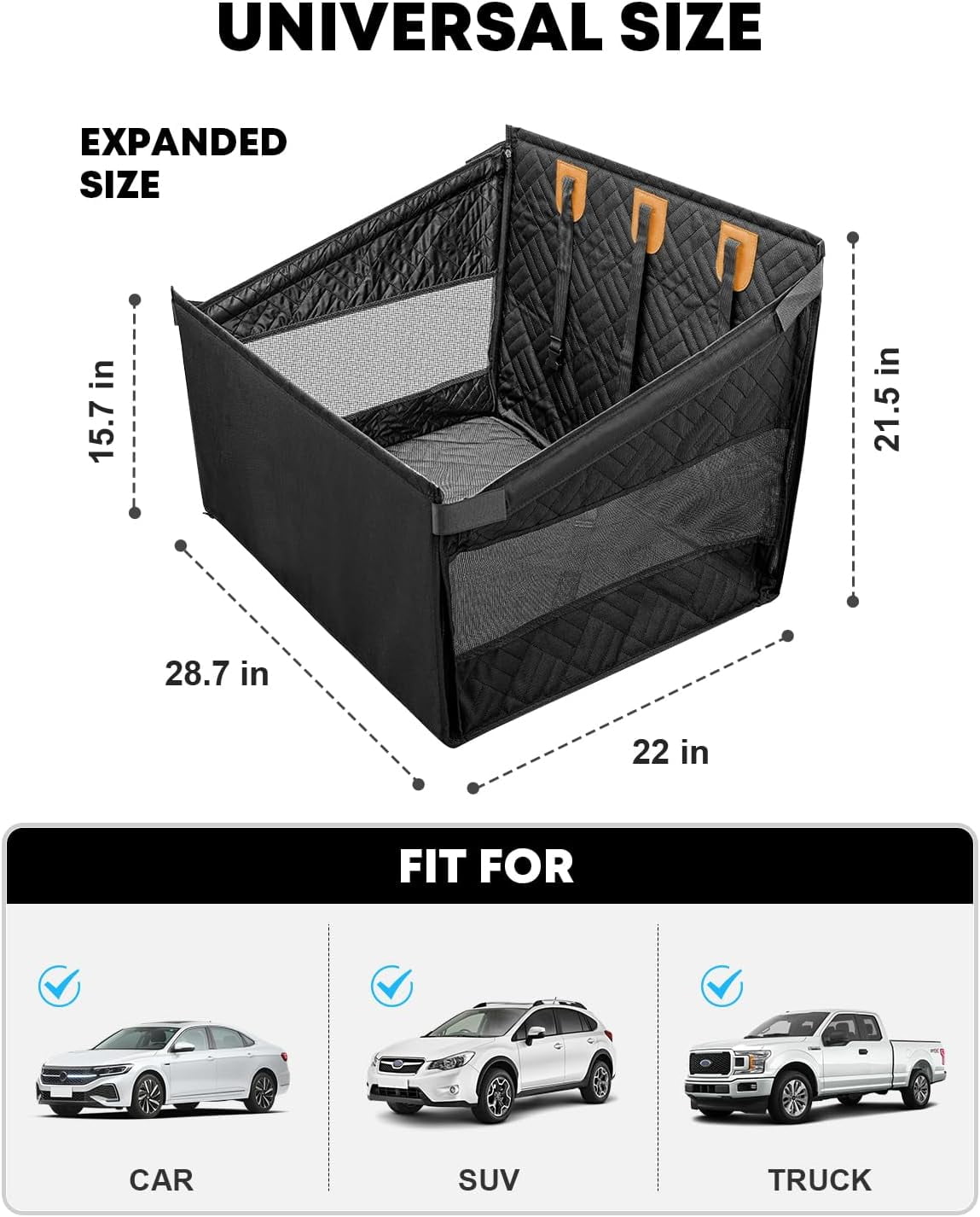 Kohree Dog Car Seat for Large Medium Dogs, Back Seat Extender with Hard Bottom, Waterproof Non-Slip Hammock for Pet, with Storage Pocket for Cars/SUV/Truck (28.7 * 22 * 21.5in)