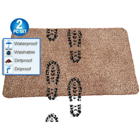 2pc Magic Super Absorbent Cleaning Fast Drying Step Mat - Non Slip Washable Doormat - 18