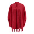 thumbnail image 4 of Kureaily Women's Autumn And Winter Solid Color Knitted Fringed Cape Cardigan Coat Womens Long Cardigan, 4 of 4