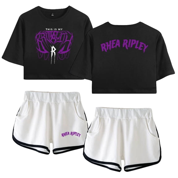 Rhea Ripley Brutality Merch Short Sleeve Crop Top Shorts Two Piece Set Women's Top Sets