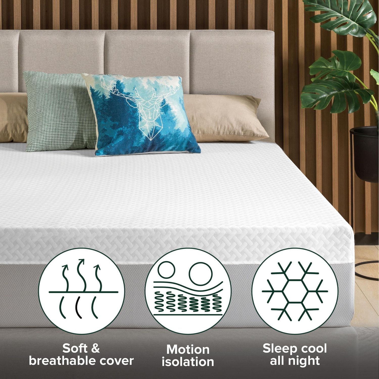 Zinus 10 inch Cooling Airflow Hybrid Foam and Pocket Coil Mattress, Queen