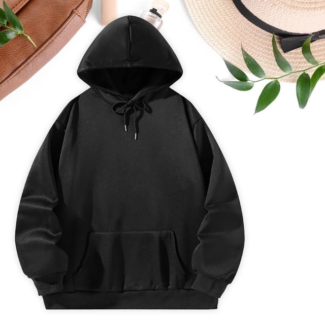 Sudadera con capucha pulóver negro cómodo Y2K ropa para mujer Sudadera con capucha de manga larga para compras de vacaciones de otoño Mujer , negro, xxl