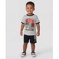 thumbnail image 4 of Disney Pixar Cars Lightning McQueen Toddler Outfit for Boys, 2PC T-Shirt & Fleece Shorts Set (Heather Grey, 7), 4 of 5