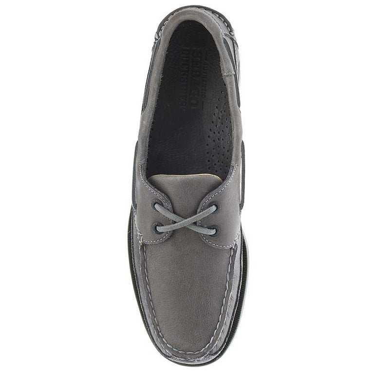 Sebago Mens Schooner Boat Shoes in Dark Grey Tumbled Leather