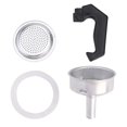 thumbnail image 6 of LITTLE HOME Espresso Coffee Moka Pot Replacement Parts Set - Handle, Gasket Seal, Funnel, Filter for 1 Cups Aluminum Percolator Accessories Kit, Silver and Black, 6 of 9