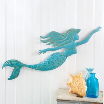 Metal Blue Mermaid  Wall Art  Home  Decor  Walmart com