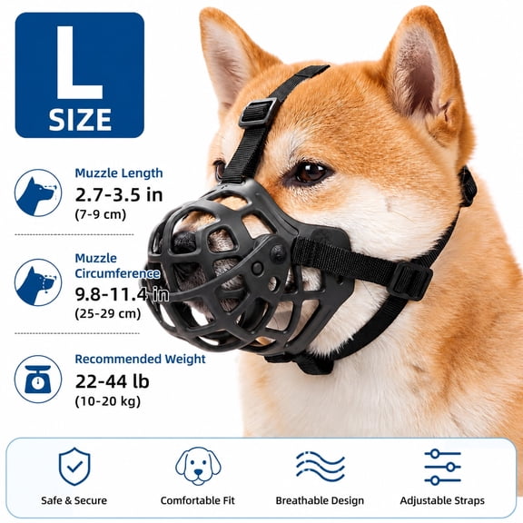 Dog Muzzle for Medium-Large Sized Dogs, Silicone Anti-Bite Cover with Drinkable Hole, Breathable Muzzle to Stop Scavenging & Biting