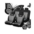 thumbnail image 2 of Universal 5-Seat Car Seat Cover Set, Embroidered Butterfly-Patterned Embossing Seat Protector With Waterproof Fabric, Includes 4 Headrest Covers, Interior Accessory For 5-Seat, 2 of 8