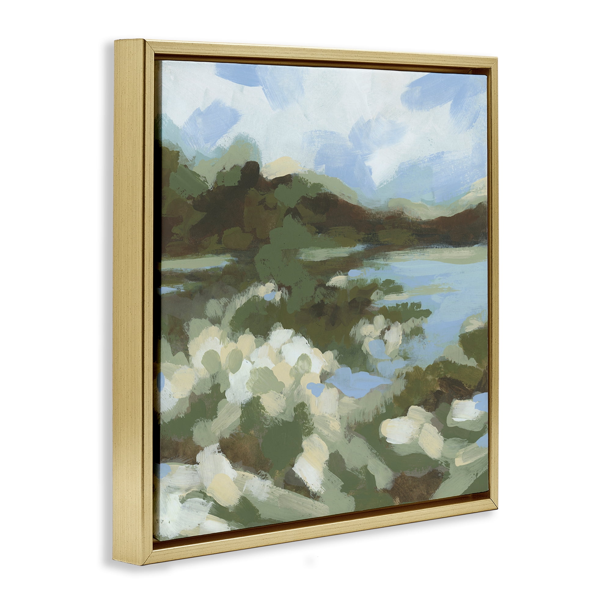 Stupell Industries Fluid Green Seascape Landscape & Nature Painting Gold Floater Framed Canvas Art Print Wall Art, 25 x 25