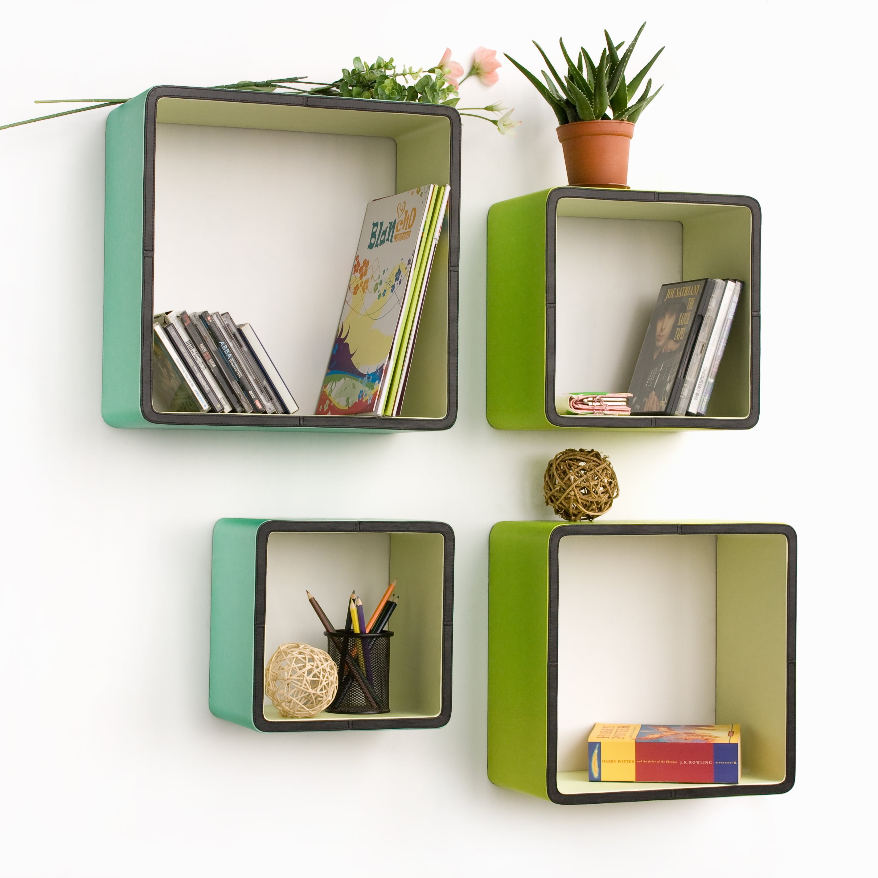 Infinite Vitality Square Leather Wall Shelf / Floating Shelf (Set of 4