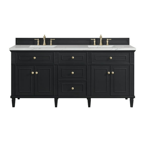 James Martin Vanities 424-V72-3Enc Lorelai 72" Double Basin Wood Vanity Set - Black