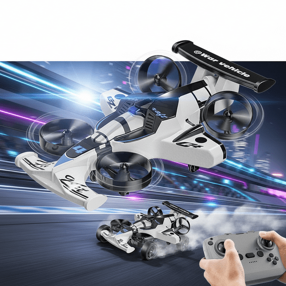 2-In-1 Flying Car & Stunt Drone, Land and Air 360° Flip Aircraft High Speed Drift Cars, Rechargeable 2.4Ghz 4WD Dual-Mode Car Mini Drone With Remote Control, 3 Speeds Adjustable