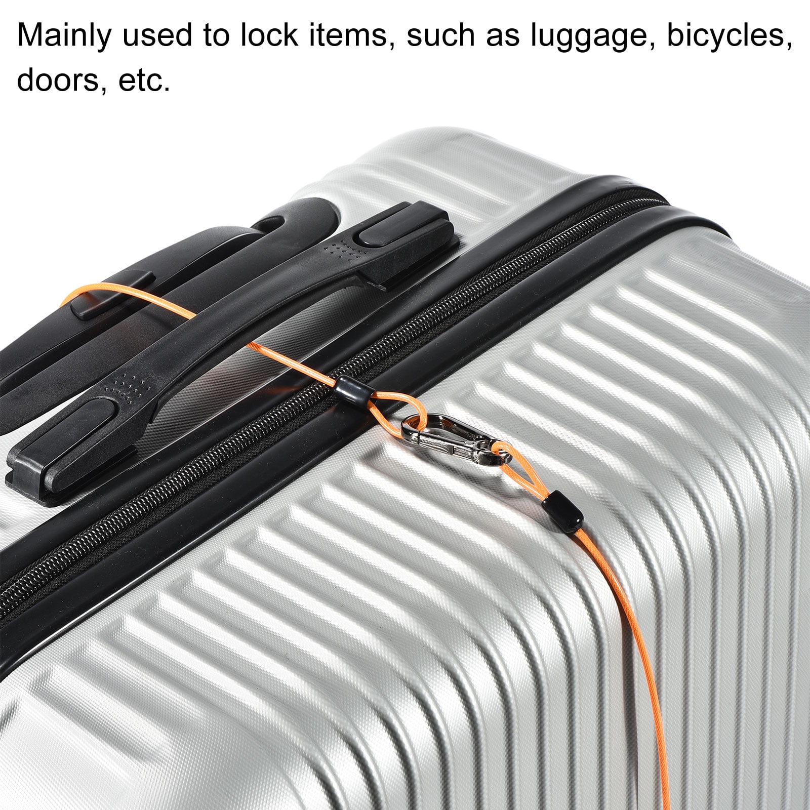 Unique Bargains Coated Security Steel Cable Luggage Lock Rope Double Loop 2pcs Orange 39"
